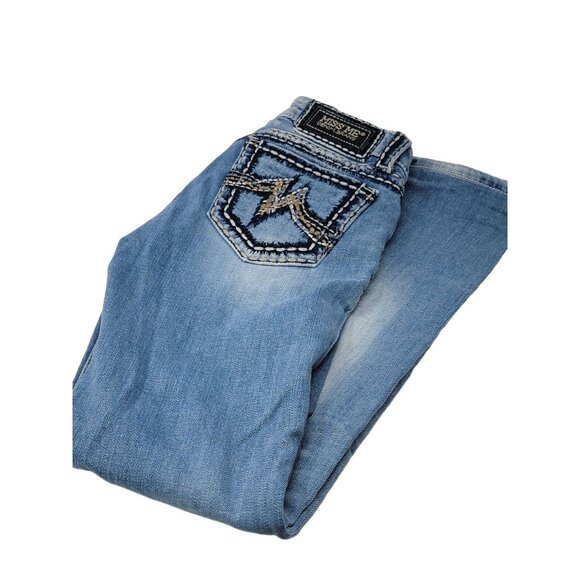 Miss Me Jeans Size‎ 27 Slim Boot Embroidered Distressed Blue - Picture 1 of 8
